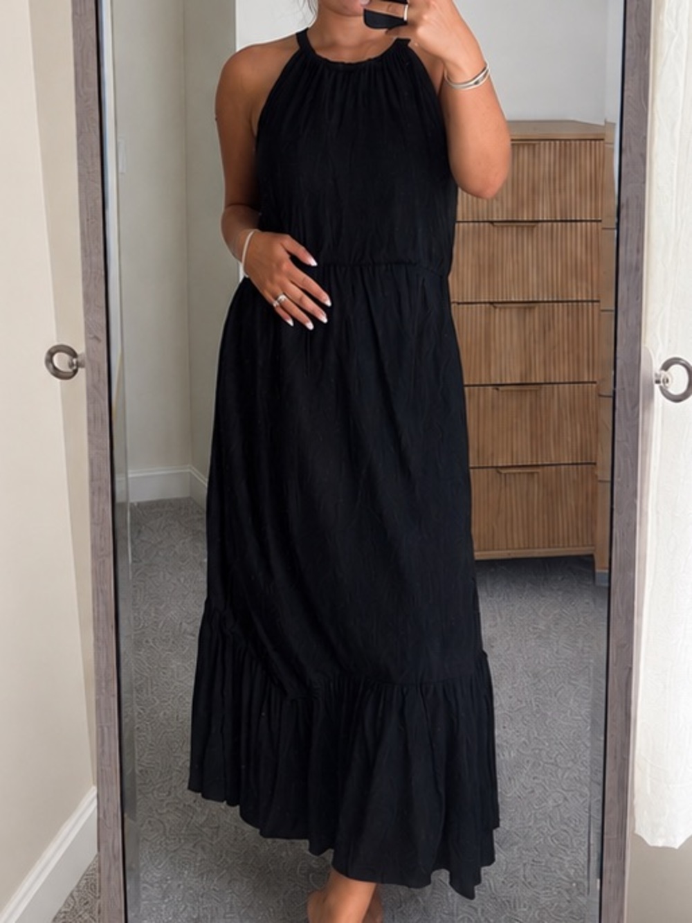 Black Halter Maxi Dress - Nicole Miller